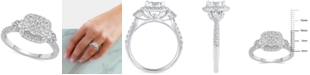 Macy's Diamond Square Halo Cluster Engagement Ring (1 ct. t.w.) in 14k White Gold